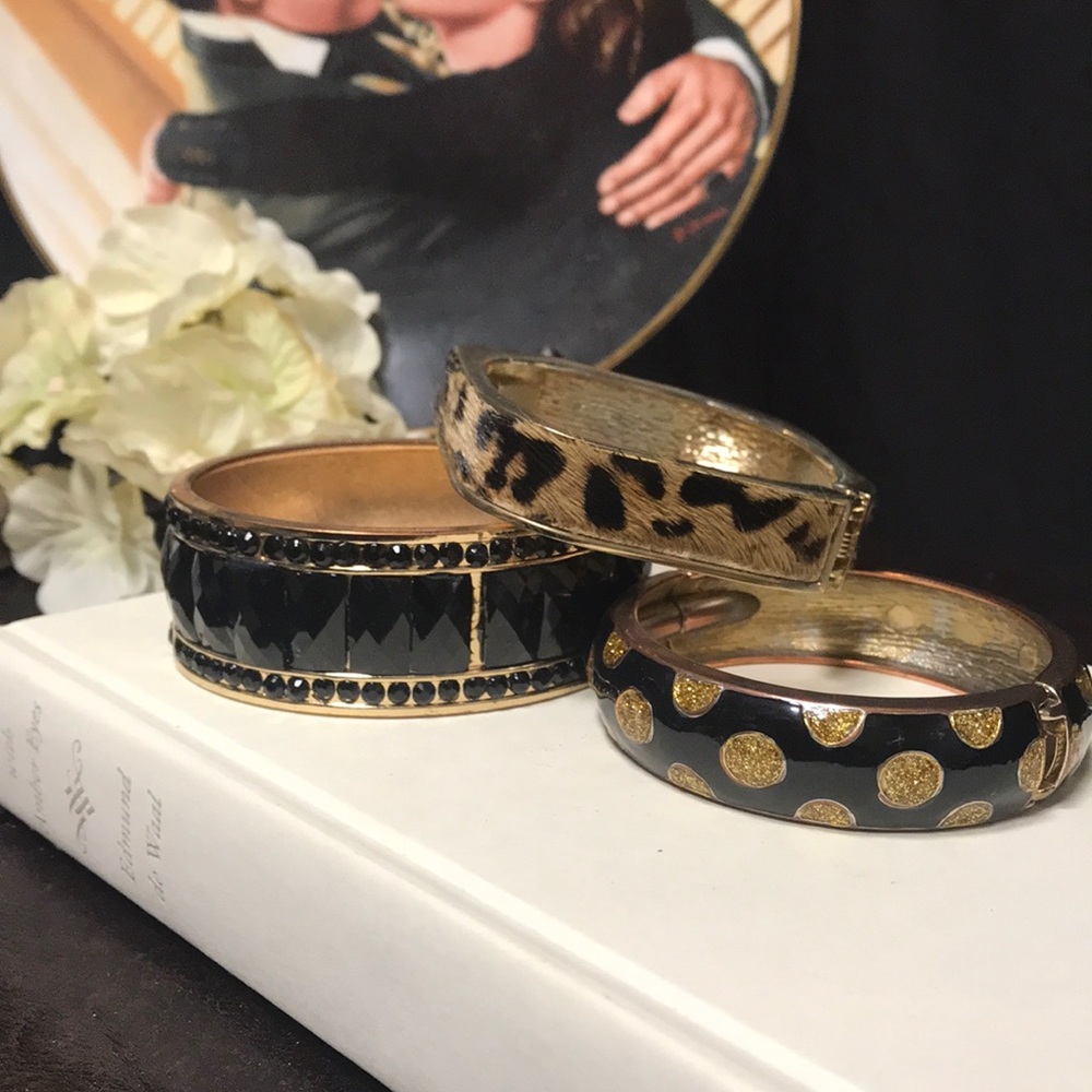 Polka dot, animal print fur & beaded bracelet set